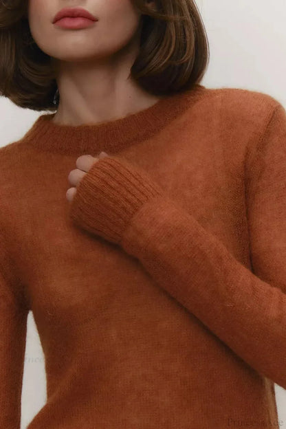 Candy Color Sheer Crew Neck Knit Sweater