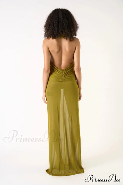 Carleigh Ruche Maxi Charming Dress With Headscarf