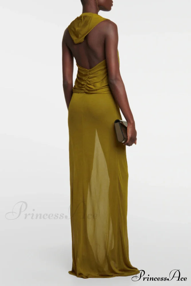 Carleigh Ruche Maxi Charming Dress With Headscarf
