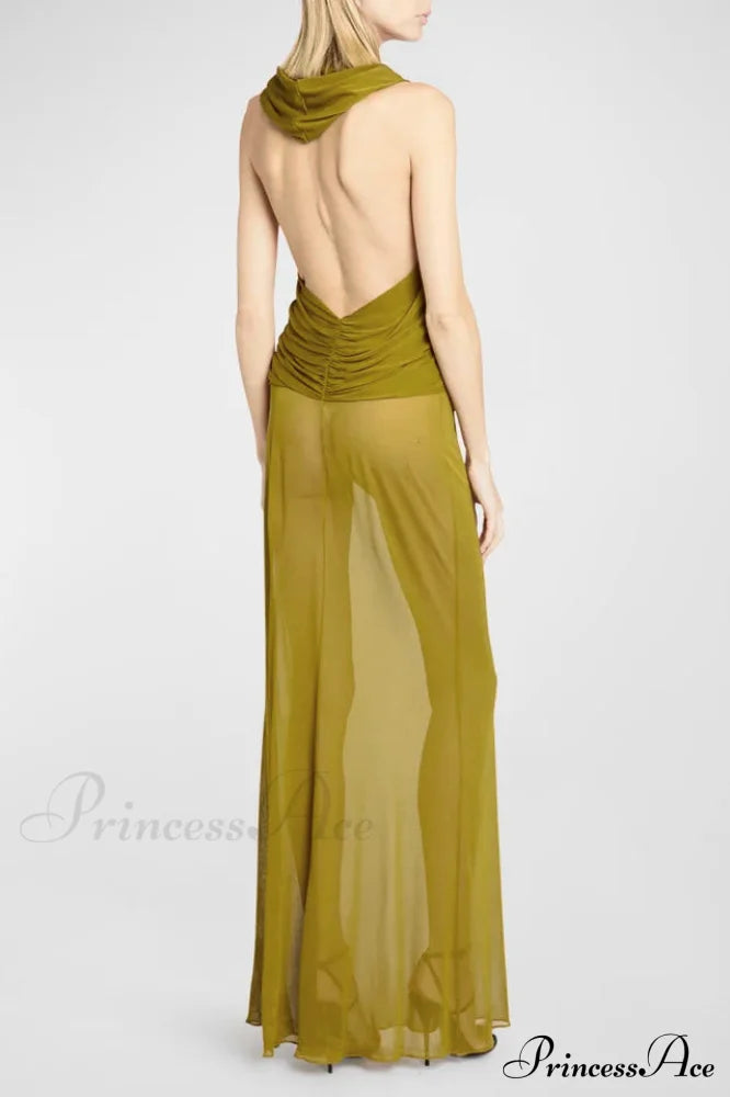 Carleigh Ruche Maxi Charming Dress With Headscarf