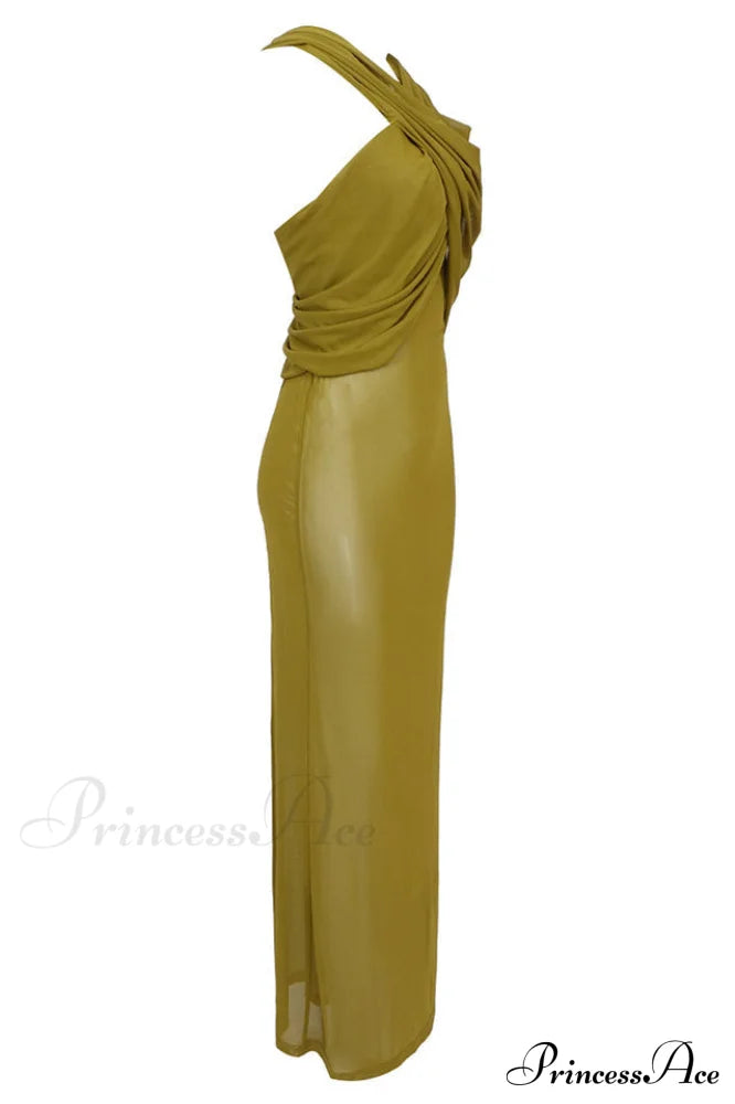 Carleigh Ruche Maxi Charming Dress With Headscarf