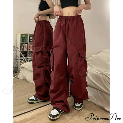 Casual Straight Wide Leg Pockets Joggers Trousers