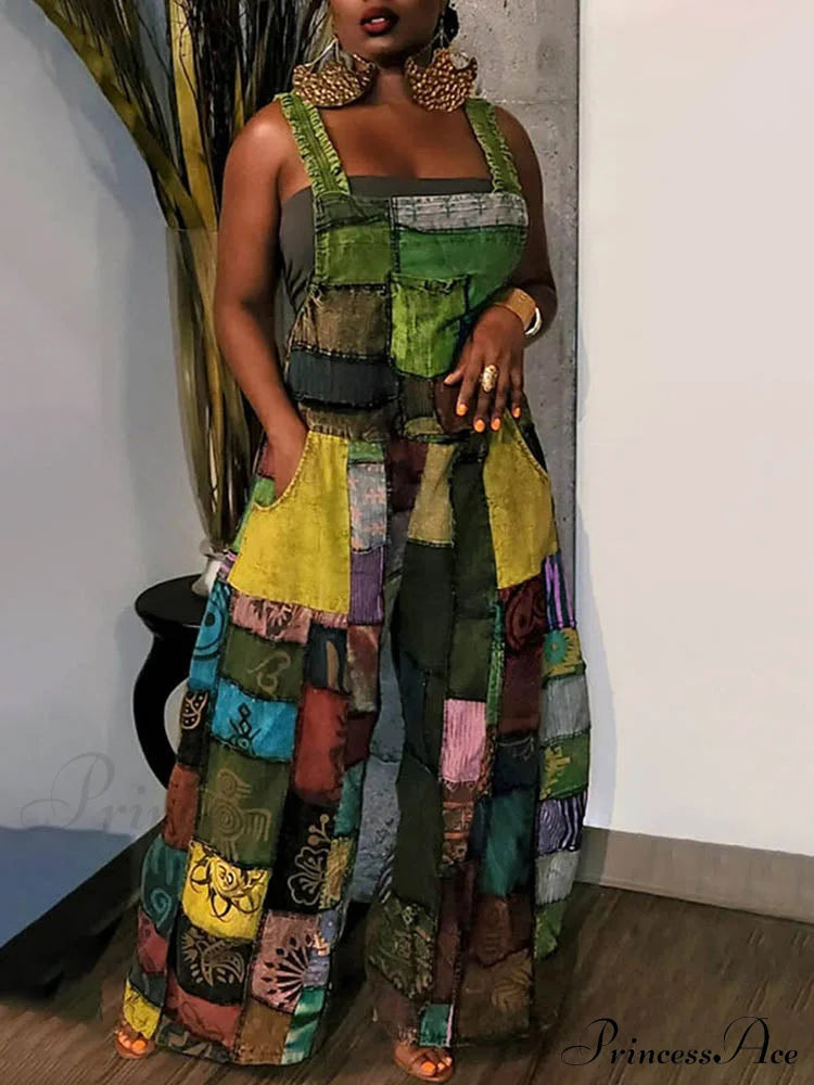 Casual Map Print Trendy Spaghetti Strap Maxi Dress