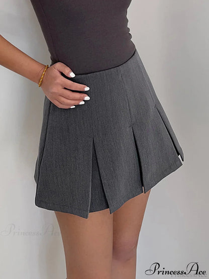 Casual Pleated Graceful Hem Mini Skirt