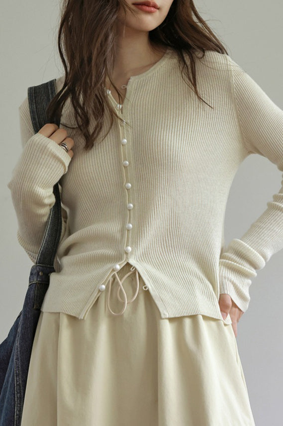 Sleek Wool Knit Cardigan