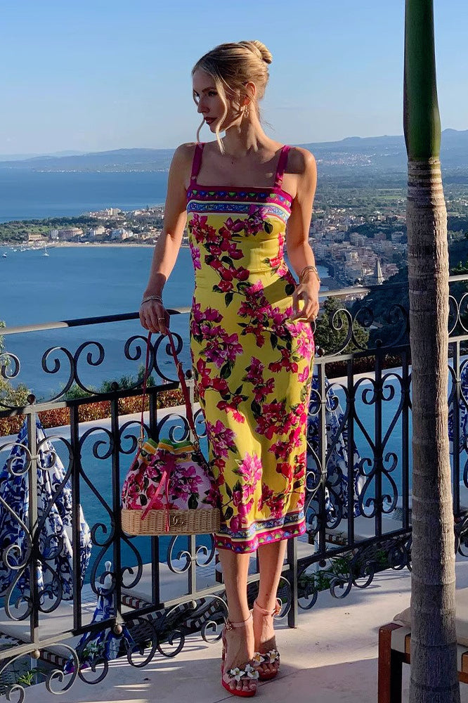Ethnic Print Bodycon Pencil Floral Dress