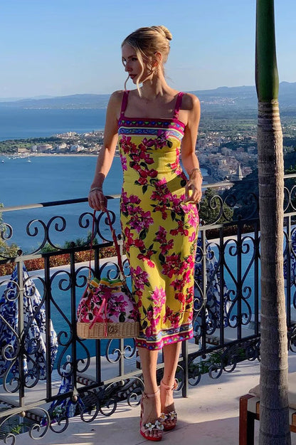 Ethnic Print Bodycon Pencil Floral Dress