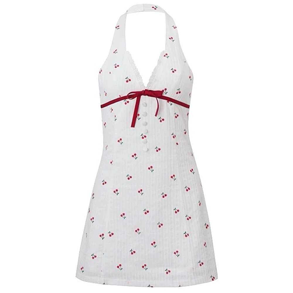 Print Halter A-Line Mini Dress