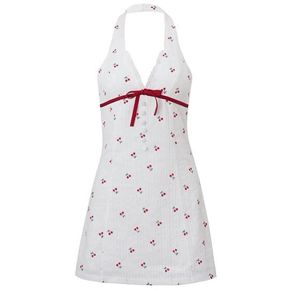 Print Halter A-Line Mini Dress