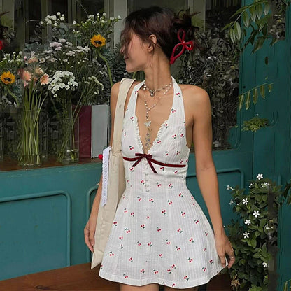 Print Halter A-Line Mini Dress