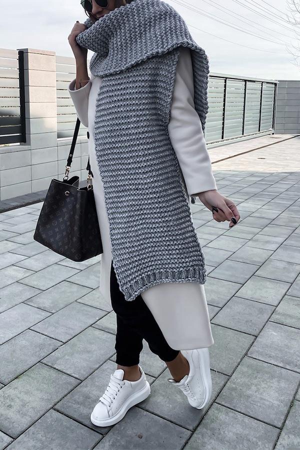 Winter handmade thick wool knitted scarf
