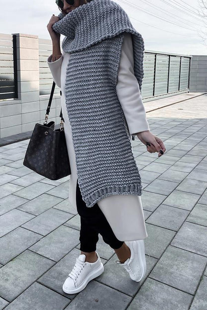 Winter handmade thick wool knitted scarf