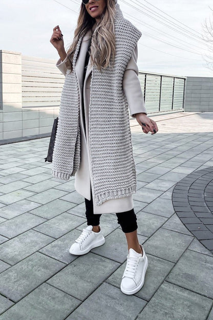 Winter handmade thick wool knitted scarf