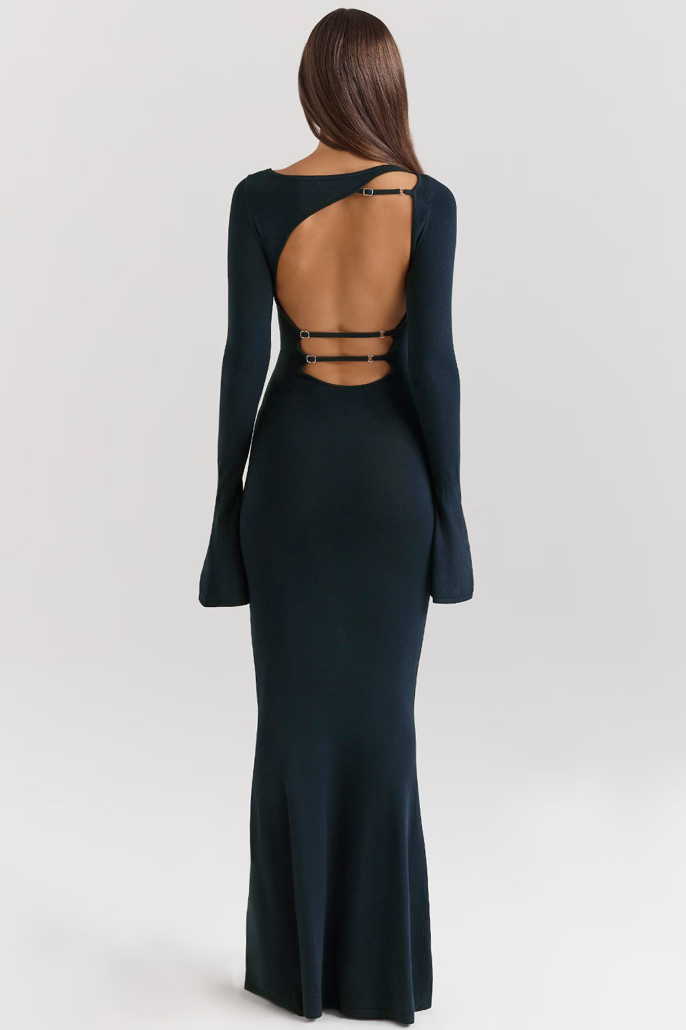 Halter Ruched Front Slit Maxi Dress