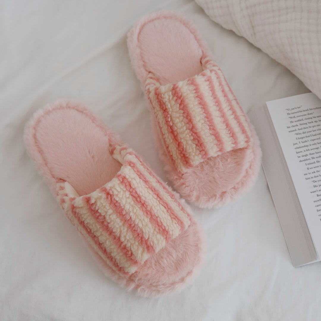 Alicia Plush Striped Slippers