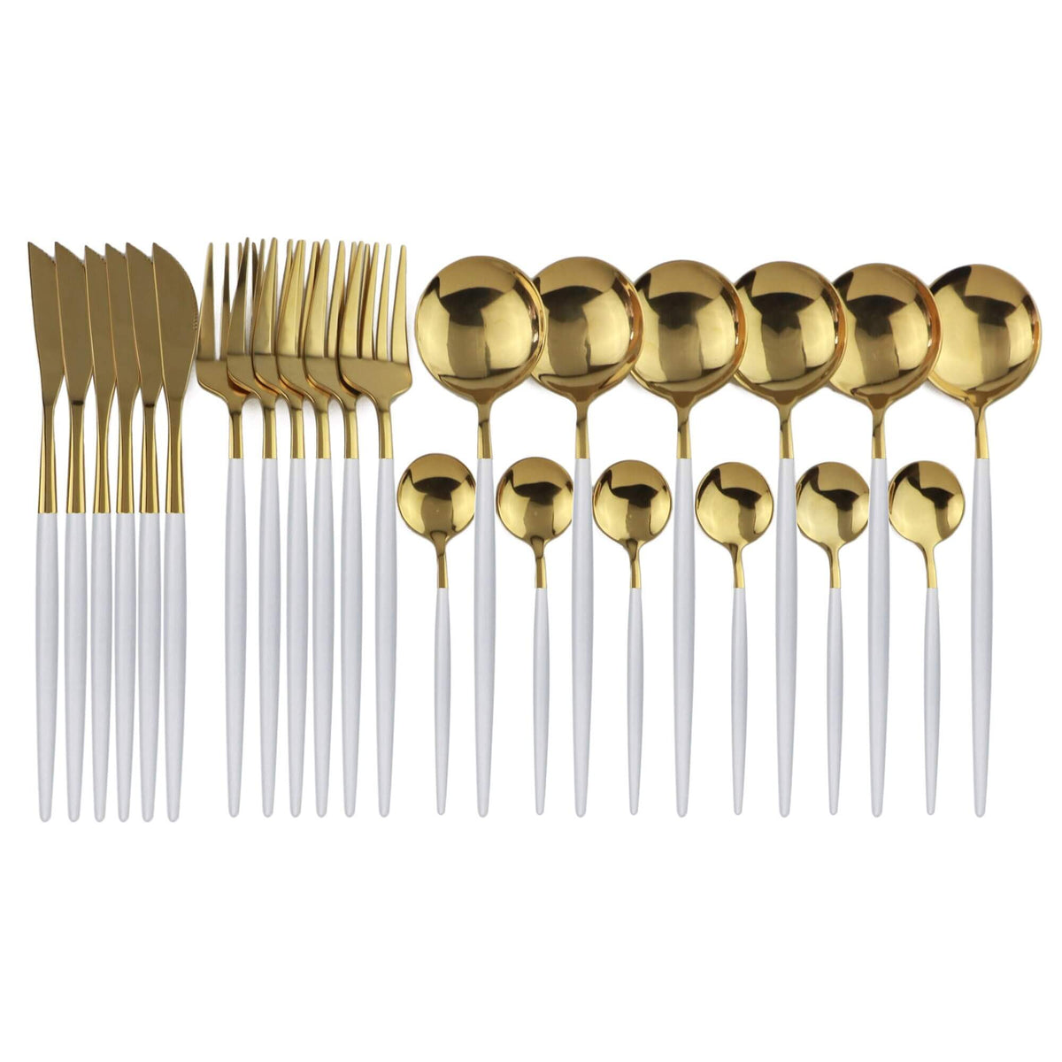 Modern White Gold Flatware Set - 24 Piece