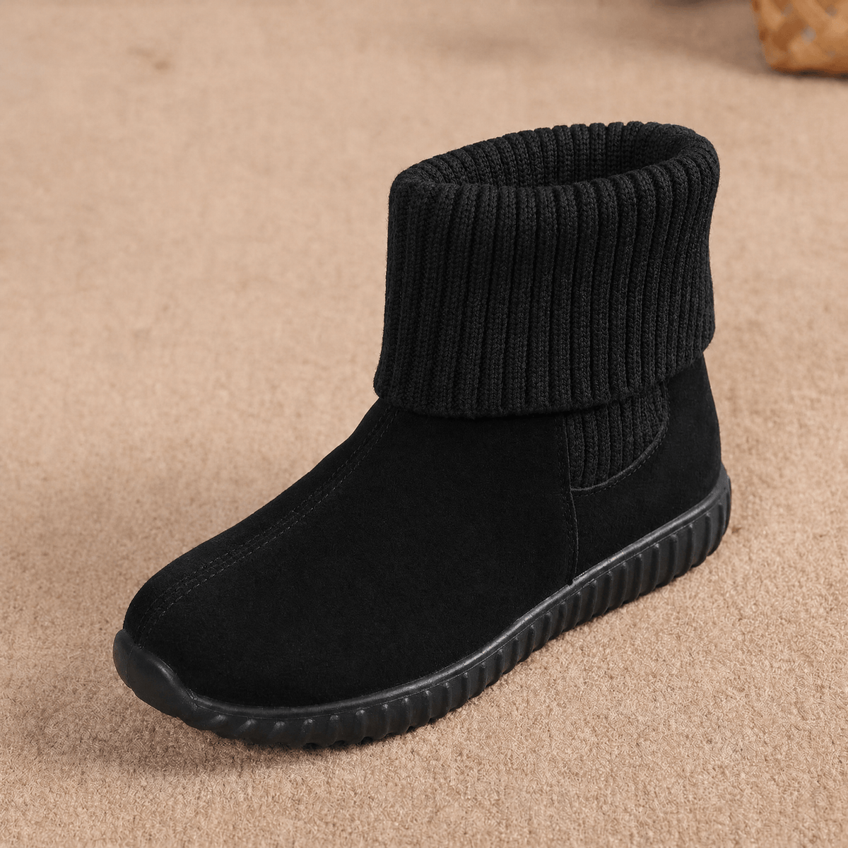 Women's Knit Cuff Suede Ankle Booties