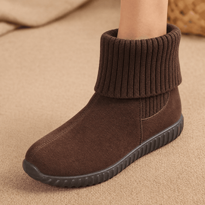 Women's Knit Cuff Suede Ankle Booties