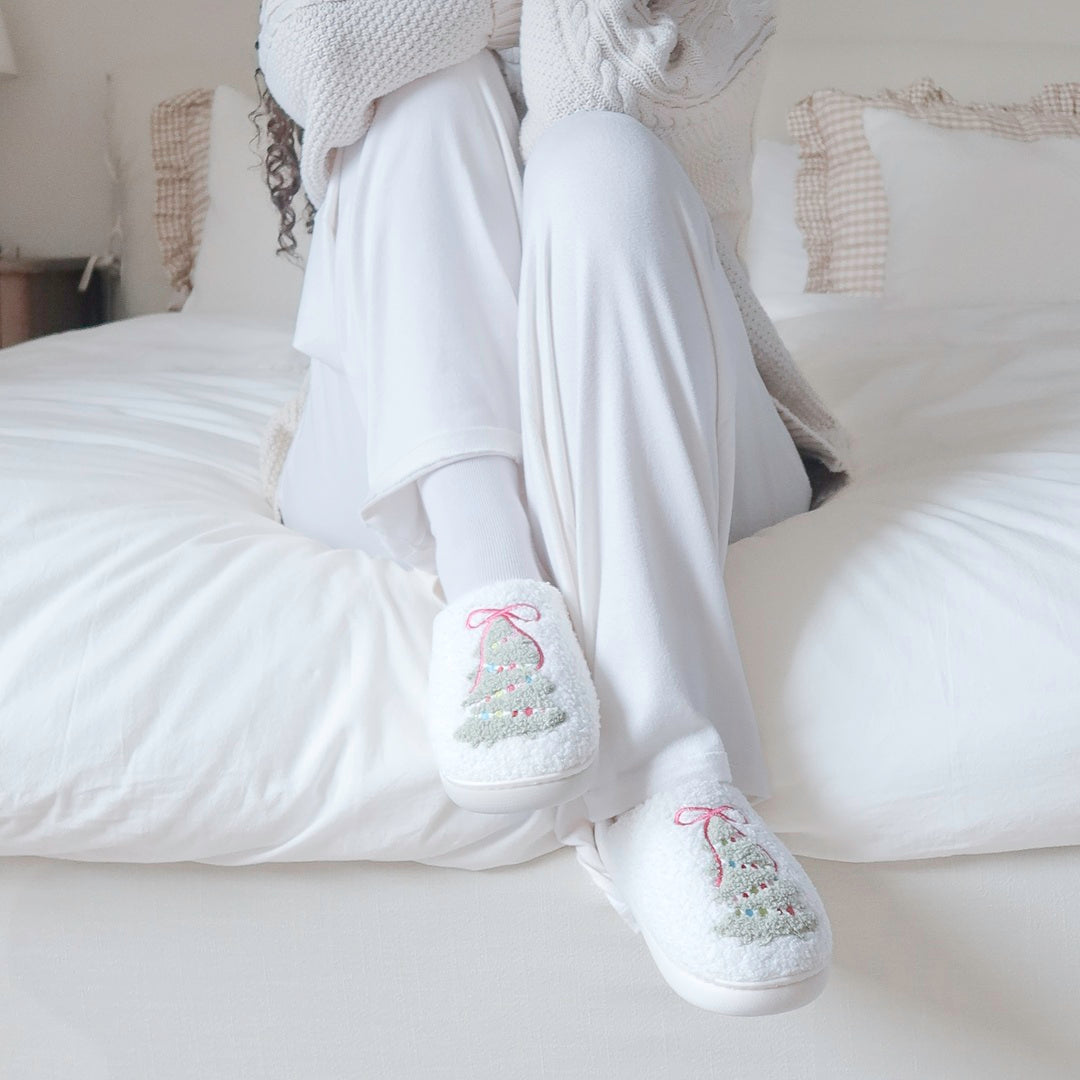 Christmas Tree Plush Slippers