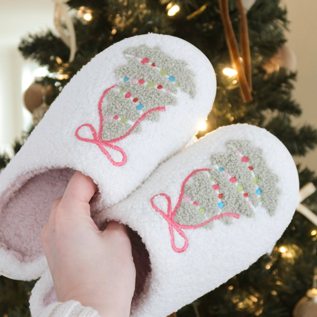 Christmas Tree Plush Slippers