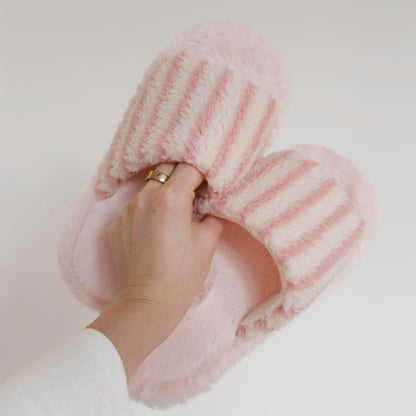 Alicia Plush Striped Slippers