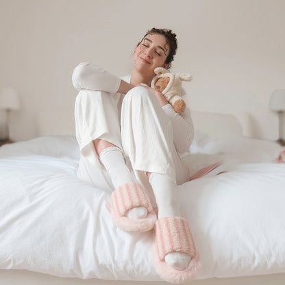 Alicia Plush Striped Slippers