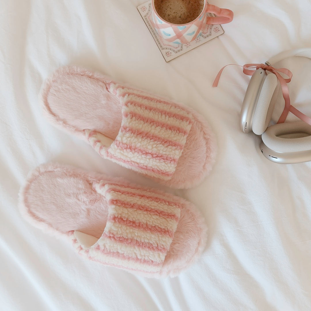 Alicia Plush Striped Slippers