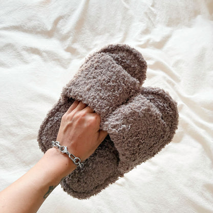 Eve Fuzzy Open Toe Slippers