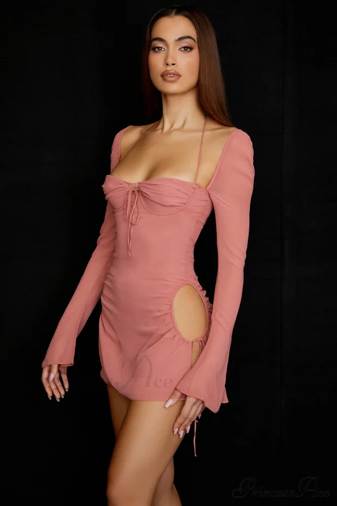 Cutout Halter Stylish Mini Dress