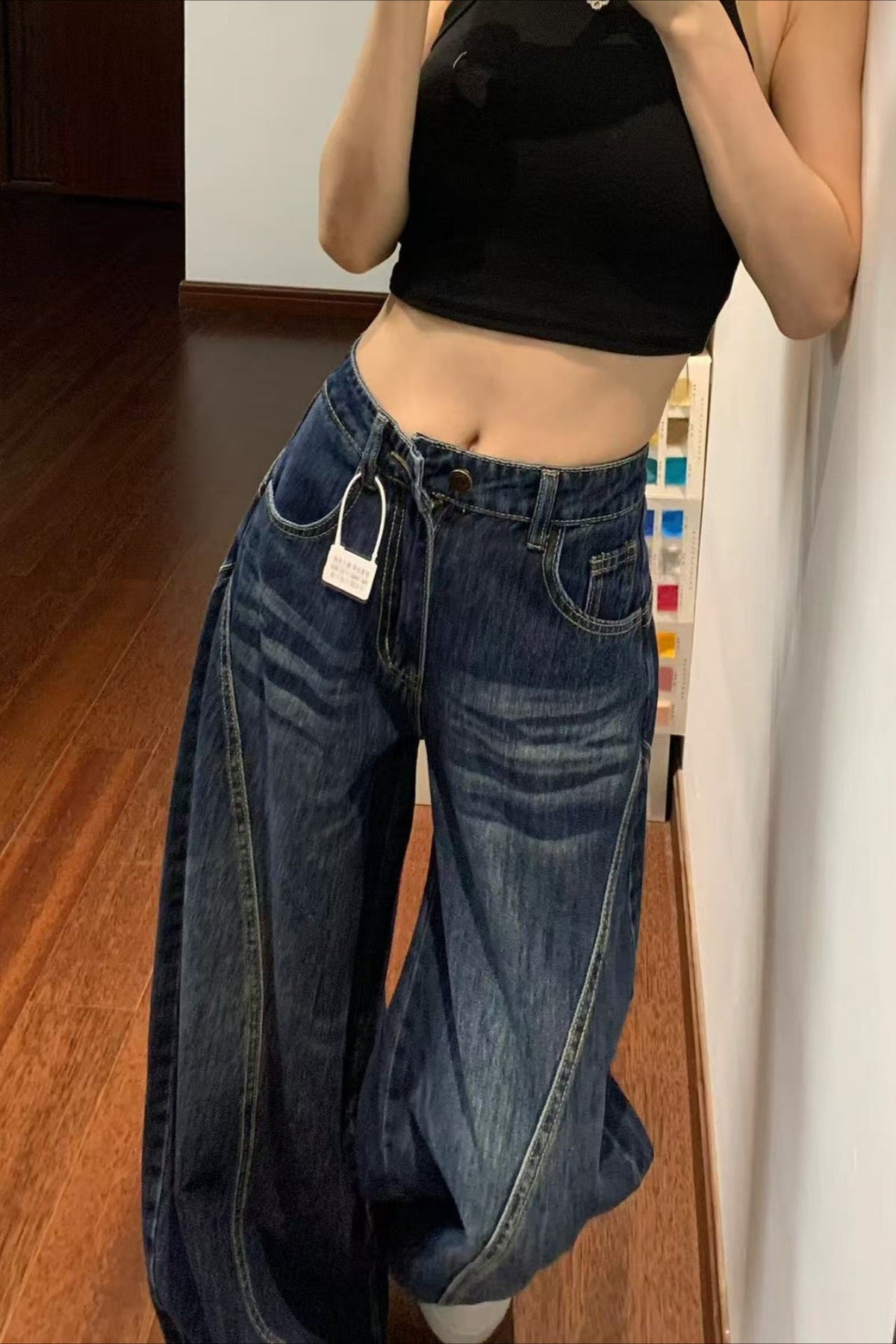 Vintage Blue High Waist Wide Leg Jeans
