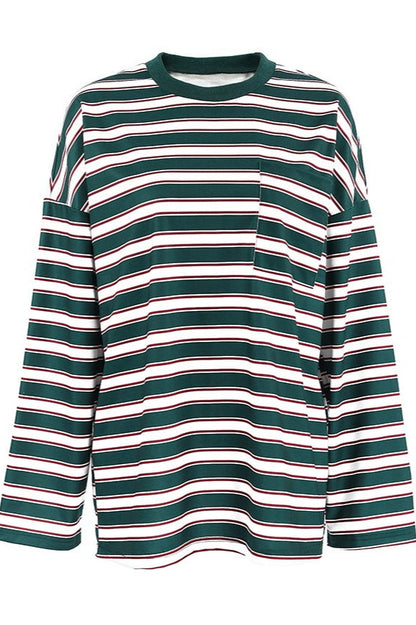 Retro Stripe Crew Neck Long Sleeve Tee
