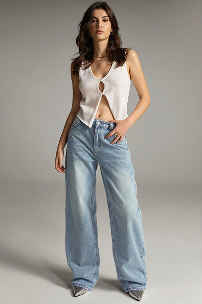 Low Rise Star Spliced Jeans
