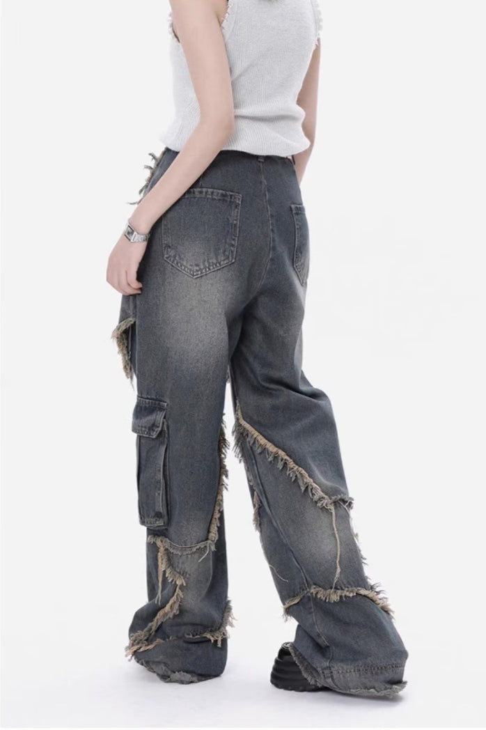 High Waist Wide Leg Workwear Jeans