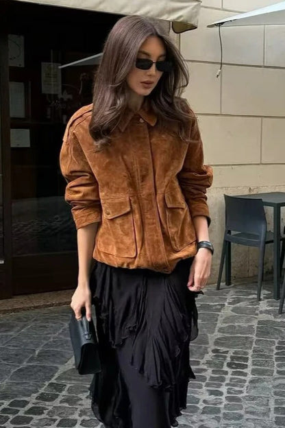 Streetwear Suede Bomber Jacket