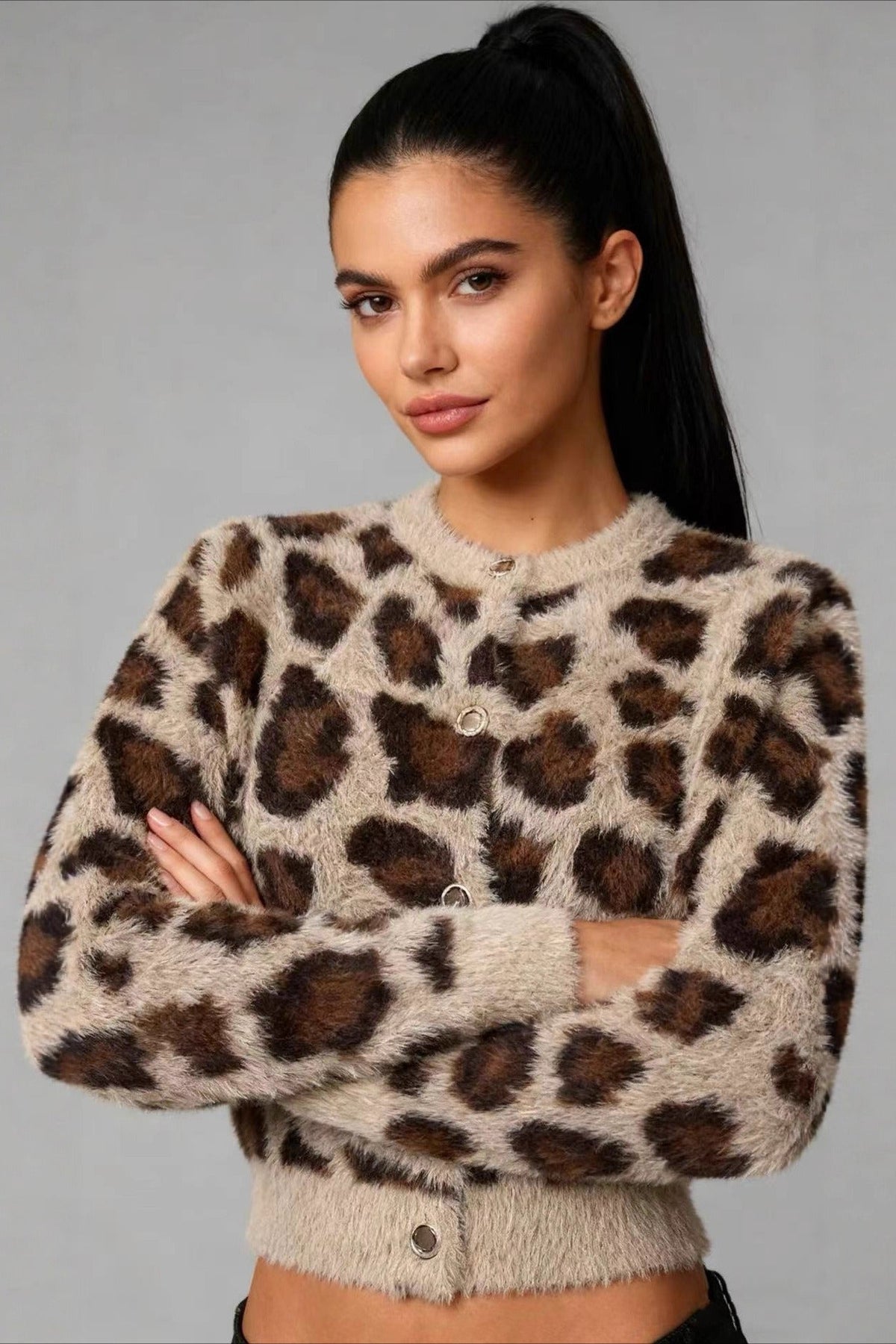 Classic Crewneck Draped Knit Top