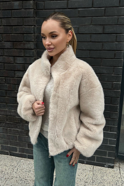 Cozy Plush High Neck Coat