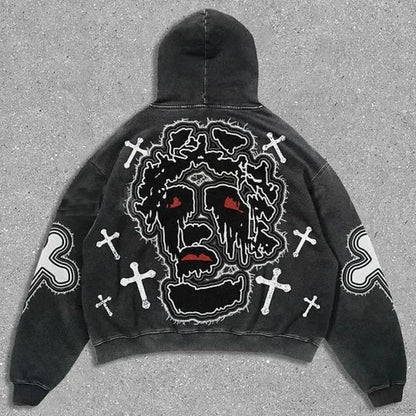 Dark Cross Graphic Pullover Hoodie
