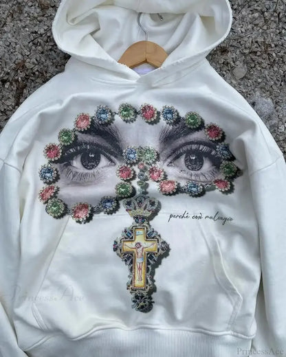 Dark Eyes Print Athletic Hoodie
