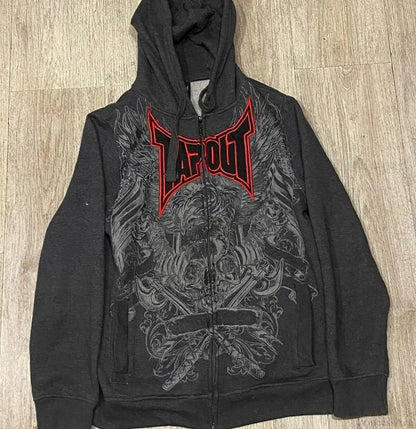 Dark Eyes Print Athletic Hoodie