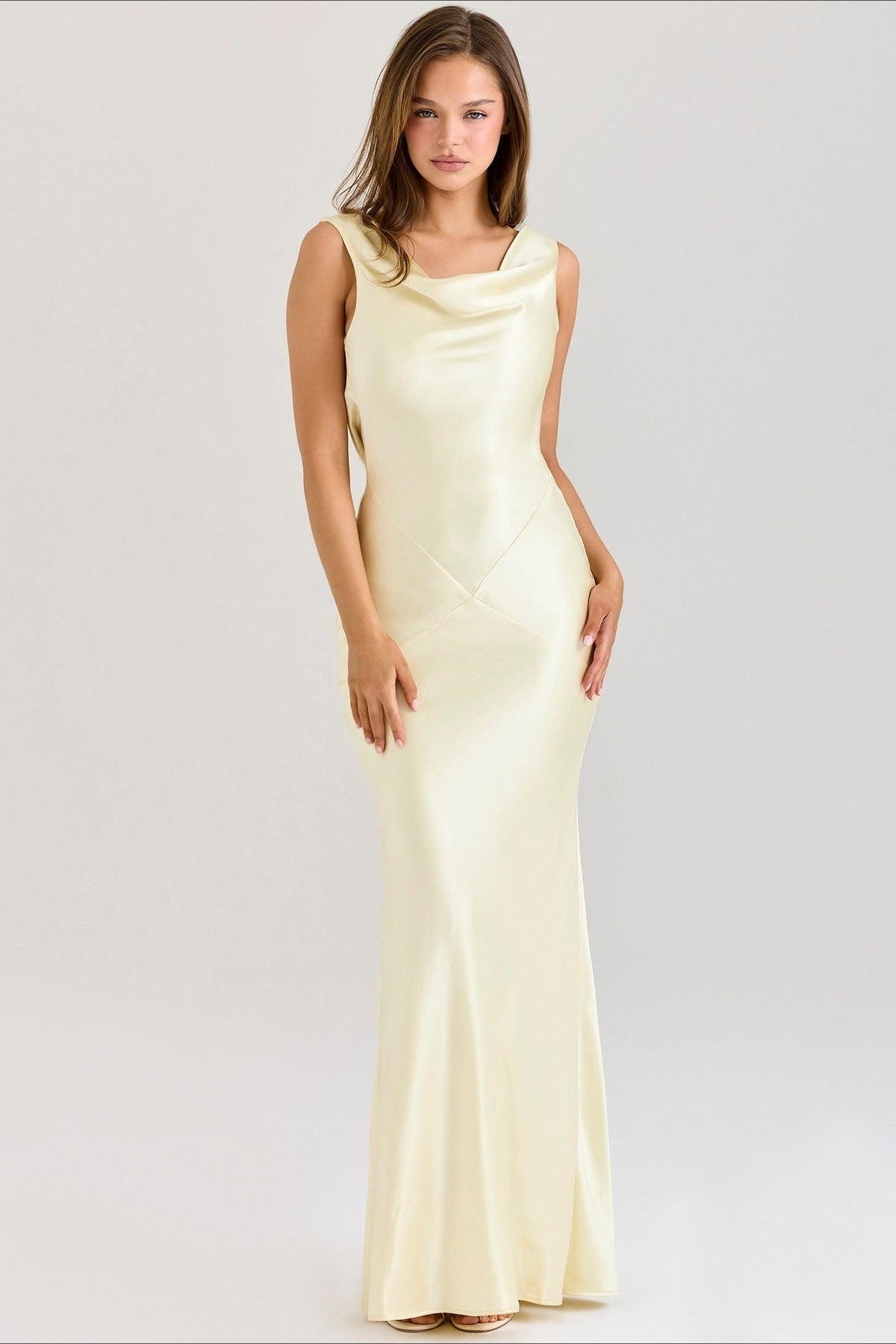 Elegant Satin Sleeveless Off-Shoulder Bodycon Solid Formal Dress