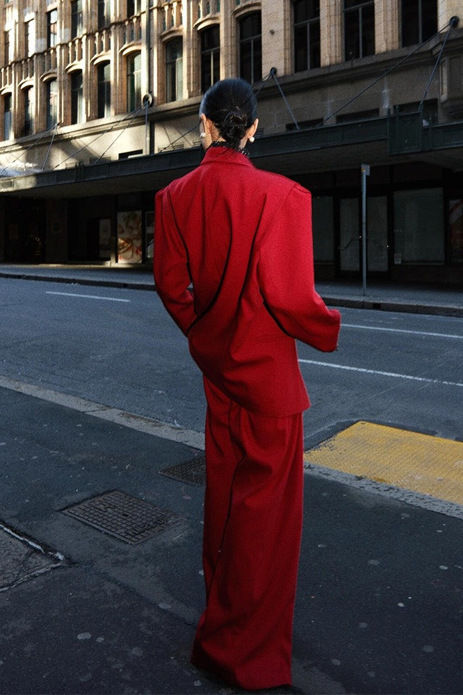 Oversized Blazer Wide Leg Pants Two Piece Set