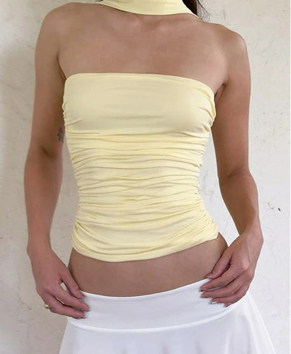 Solid Slim Fit Corset Tube Strapless