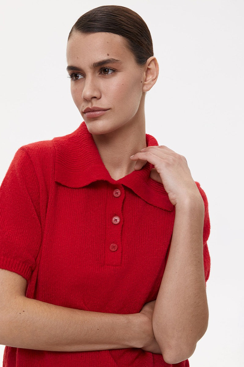 Hollow Out Polo Knit Sweater