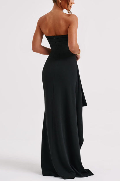Sexy Strapless Slit Evening Party Dress