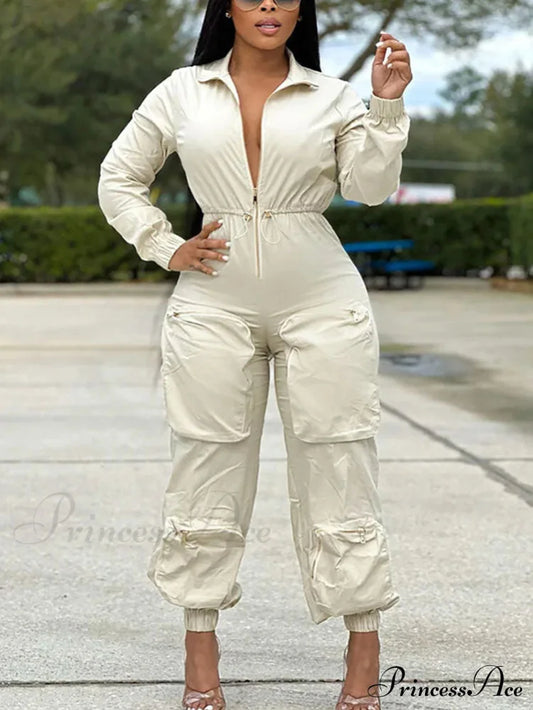 Deep V Shawl Collar Bishop Sleeve Jumpsuit