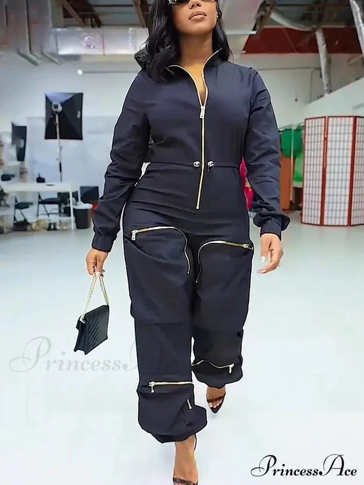 Deep V Shawl Collar Bishop Sleeve Jumpsuit
