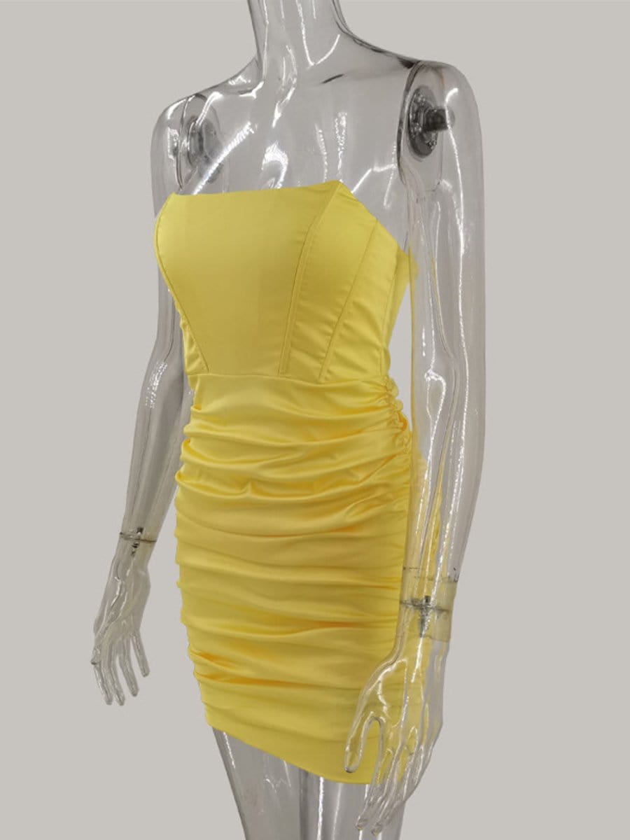 Strapless Corset Bodice Ruched Bodycon Mini Dress