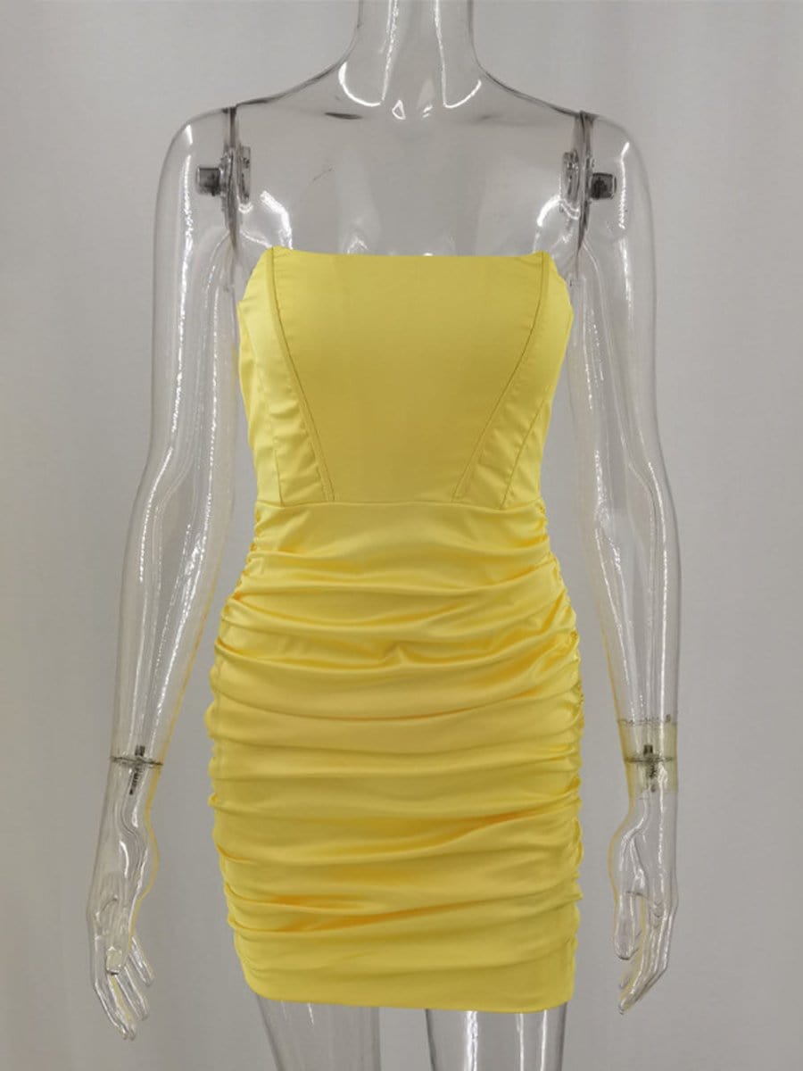 Strapless Corset Bodice Ruched Bodycon Mini Dress
