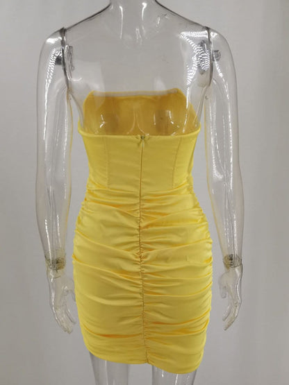 Strapless Corset Bodice Ruched Bodycon Mini Dress
