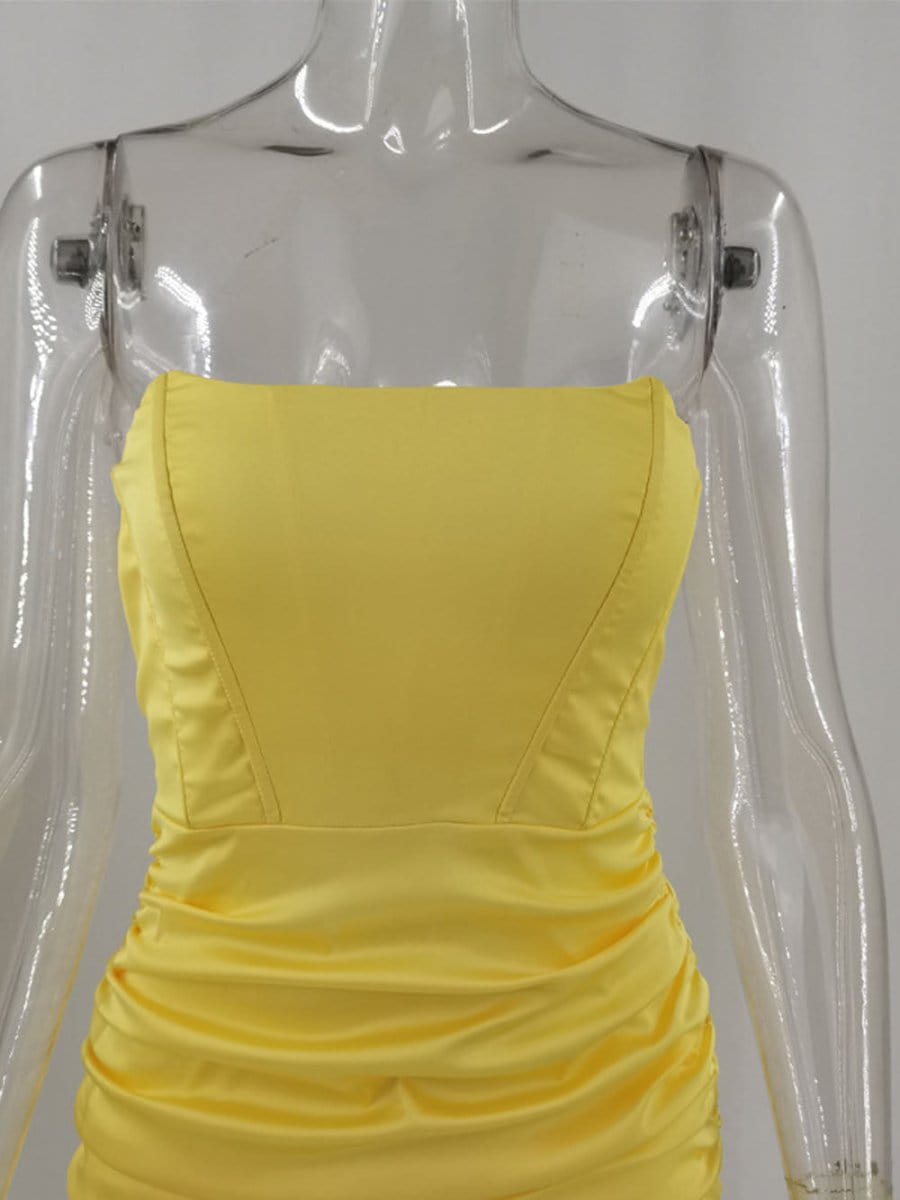 Strapless Corset Bodice Ruched Bodycon Mini Dress